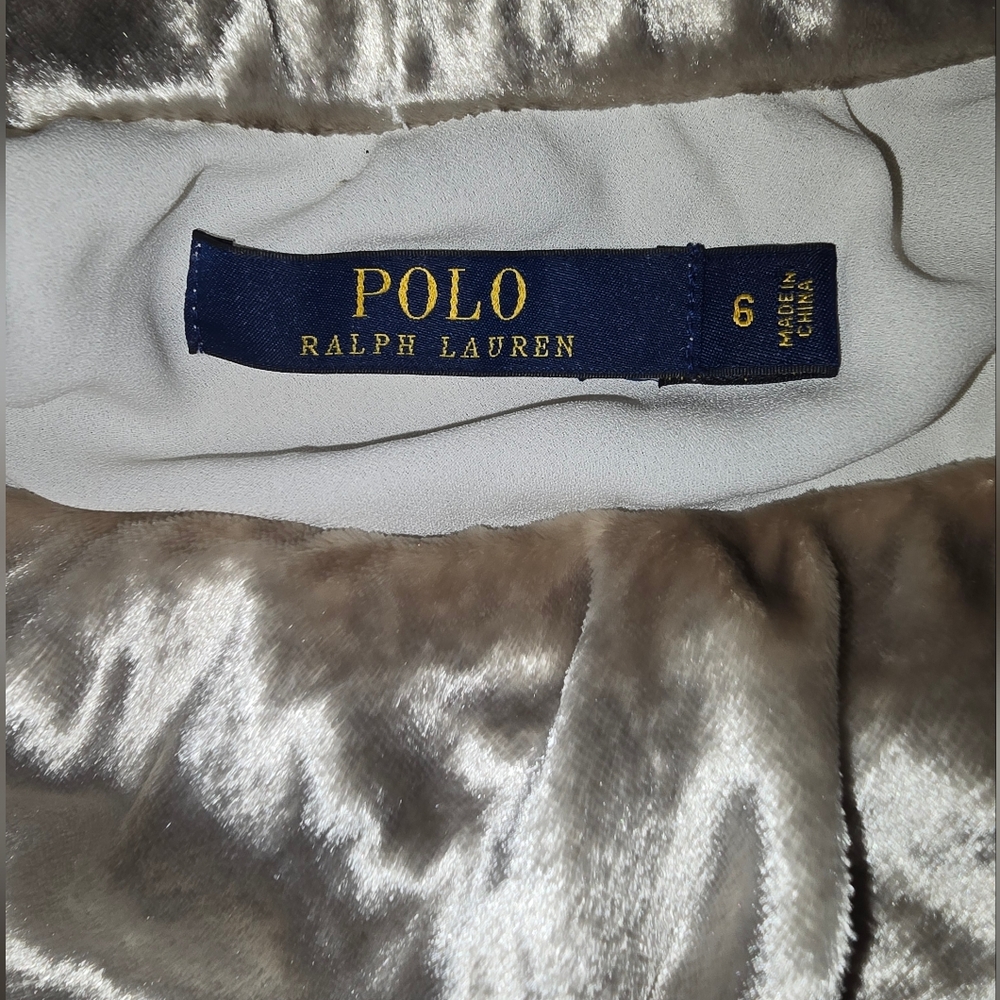 Polo Ralph Lauren Lush Velvet Flared Silver Midi Skirt | Sz 6 - Picture 14 of 16